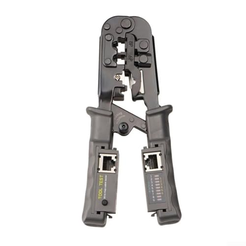 Netzwerk-Crimpzange 2-in-1 mit Drahtschneiden und abnehmbarem Kabeltester für 4P, 6P, 8P Stecker, unterstützt Multi-Kabel-Crimpung und Fehlererkennung von ComfyHarbor