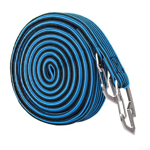 Robustes, flaches Bungee-Seil mit stabilen Haken für Camping und Outdoor-Ausrüstung (blau, 4 Meter) von ComfyHarbor