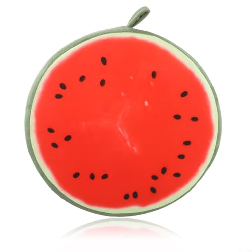 Rundes Plüschkissen mit verspieltem Design als Rückenstütze während Sie Ihr Lieblingsbuch oder Ihren Lieblingsfilm genießen (Wassermelone) von ComfyHarbor