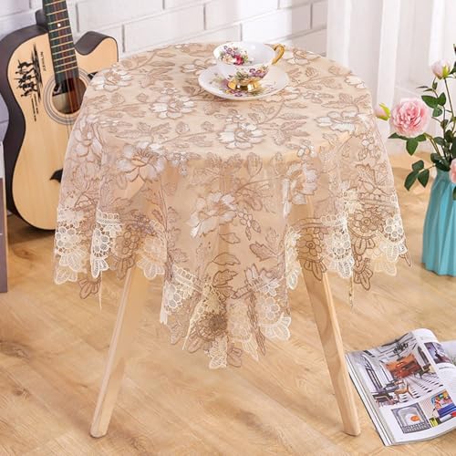 Schöne Spitzentischdecke, perfekt für Hochzeiten, Duschen und den täglichen Gebrauch zu Hause, mit einzigartigem Blumenmuster (135 x 135 cm) von ComfyHarbor