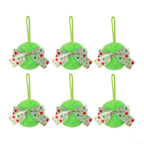 Set mit 6 Christbaumschmuck mit flauschigen Kugeln für DIY Urlaub Dekoration an Bäumen, Türen und Fenstern (A) von ComfyHarbor