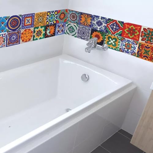 Stilvolle marokkanische Fliesenaufkleber im Vintage-Stil, wasserdichtes Design für Heimdekoration in Küche, Bad und Wohnbereich (10 x 10 cm) von ComfyHarbor