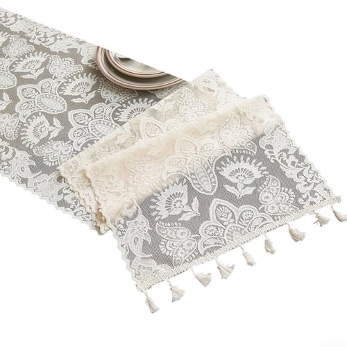 Tischläufer aus weißer Spitze für elegante Hochzeit schöne Auflage für Tischdekoration (E) von ComfyHarbor