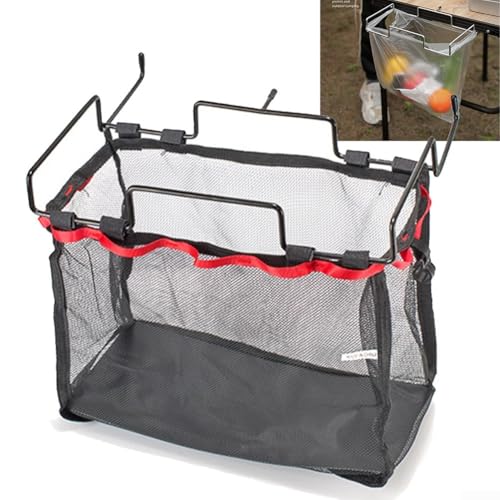 Tragbare Netz-Aufbewahrungstasche für Camping und Picknicks, faltbarer Tisch-Organizer mit Edelstahl-Unterstützung (schwarz) von ComfyHarbor