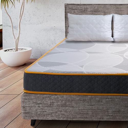 Comfy Line – Matratze für französisches Bett, 140 x 195, aus Memory-Schaum, Höhe 21 cm, 7 Zonen, orthopädisch, frisch und atmungsaktiv, hergestellt in Italien von ComfyLine