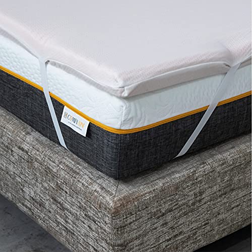 Comfy Line Topper für Doppelbett, 170 x 190 cm, aus Memory-Schaum, 5,5 cm, 7-Zonen-Verarbeitung, atmungsaktiver Baumwollbezug mit Ecken von ComfyLine