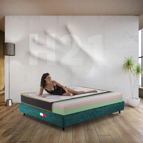 ComfyLine - Doppelmatratze 160x190 in Memory Foam H 21 cm. 7-Zonen Differenzierte Orthopädie. Frisches und atmungsaktives Policot-Futter. Hergestellt in Italien 100% (180x200) von ComfyLine