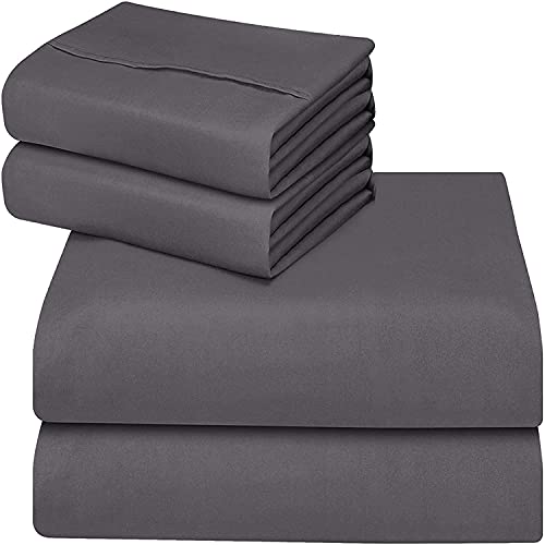 ComfyWell Extra tiefes Spannbettlaken für Super-King-Size-Bett, tiefe Tasche (35 cm), weiche, gebürstete Mikrofaser, einlauf- und lichtbeständig. Super-King-Size-Bett (180x200 cm), grau) von ComfyWell