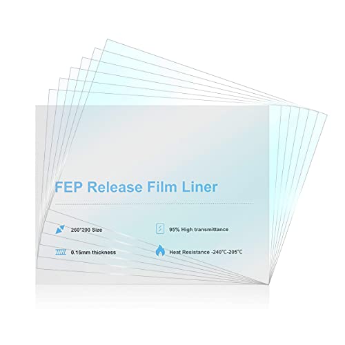 FEP Film Release Films 260x200x0,15mm 6 STÜCKE，FEP Folie für ELEGOO Saturn/Saturn S/Mars 3 Pro/ANYCUBIC Photon Mono X/Photon Mono X2/Photon Mono X 6K/Photon M3/Phrozen Sonic Mighty 4K LCD 3D Drucker von Comgrow