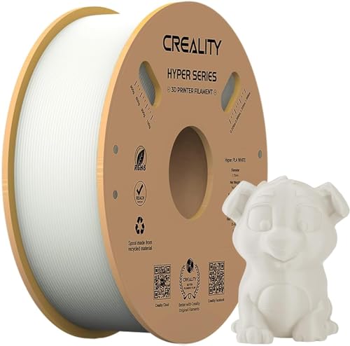 Offizielles Creality High Speed PLA Filament 1.75mm, Hyper 30-600mm/s 3D Drucker Filament PLA, 1KG(2.2lbs) Spule Grau PLA, Maßgenauigkeit +/-0.02mm, Passend für die meisten FDM 3D Drucker (White) von Comgrow
