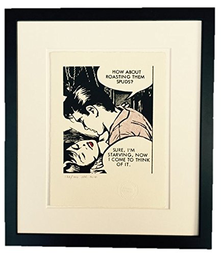 Comic Art Spuds Kiss handgefertigter Siebdruck, gerahmt, Baumwolle, rot, 38 x 33 x 2.5 cm von Comic Art
