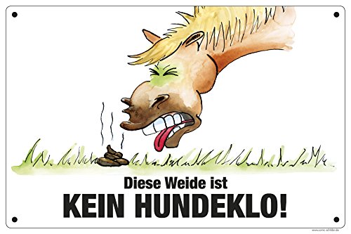 Boxenschild/Stalltafel "Weide ist kein Hundeklo" von Comic-Schilder.de