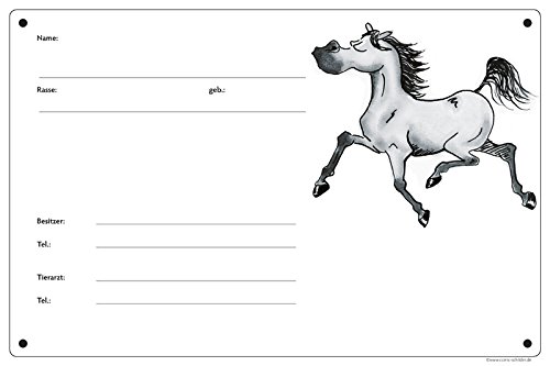 Boxenschild/Stalltafel Angeber (Vollblut/Araber/Warmblut/Pony) Schimmel von Comic-Schilder.de