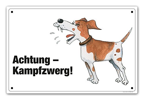 Schild "Achtung - Kampfzwerg" von Comic-Schilder.de