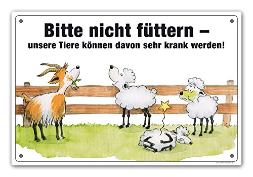 Schild "Bitte nicht füttern" (Schafe/Ziegen) von Comic-Schilder.de