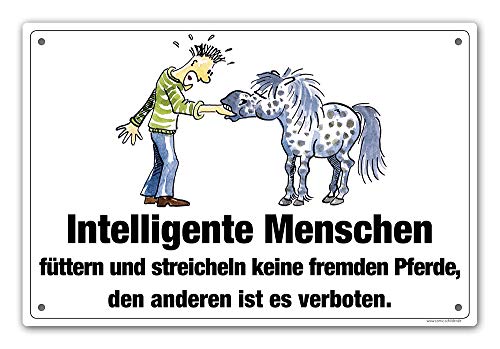 Schild "Intelligente Menschen..." (Bitte nicht füttern / nicht streicheln) von Comic-Schilder.de