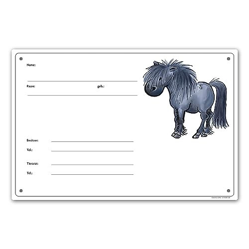 Stallschild / Stalltafel / Boxenschild "Pony" (Rappe) wetterfest von Comic-Schilder.de