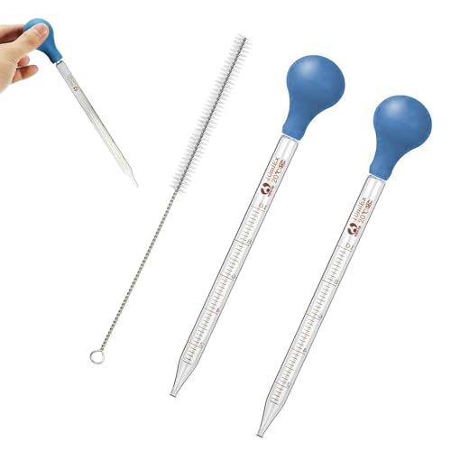 10ml Pipette Glas Groß, Glas Pipette,Transfer Pipette Dropper Tropfpipette, Liquid Dropper, Messpipetten mit Bürsten,Measuring Pipette, für Labor Lebensmittel Forschung (2PCS) von Comioke