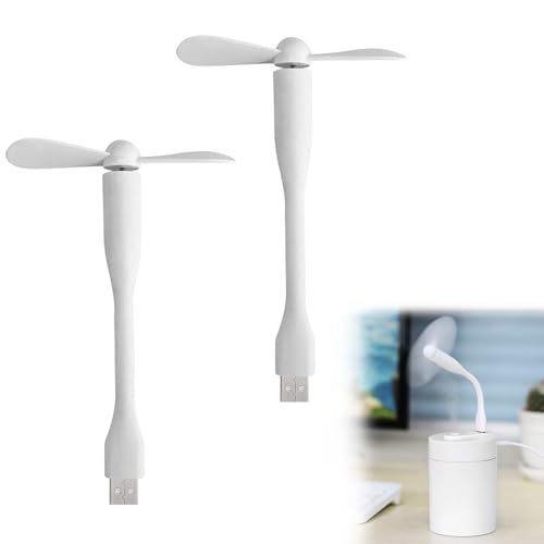 Comioke Mini USB Ventilator,90mm USB Ventilator Mit Flexiblem Hals, Handventilator2 Stücke Flexibler,Abnehmbarer Lüfter Für PC Powerbank, USB C Telefon Fan (Weiß+Weiß) von Comioke
