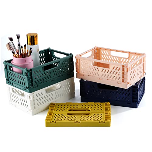 Comius Sharp Klappkiste 5 Stück Klappkorb Faltbare, Plastik Klappbox 22X14.8X8.7cm Einfache Umzug für Regal Zuhause Küche Klassenzimmer Schlafzimmer Badezimmer Büro von Comius Sharp