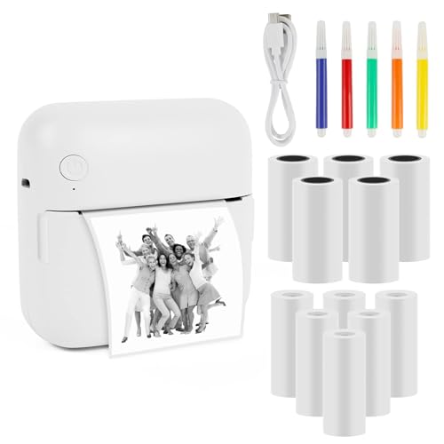 Comius Sharp Mini Drucker für Smartphone, Bluetooth Thermodrucker, Smartphone Drucker, Handy Drucker mit Etikettendruckpapier, Farbigem Papier, Stiften,Tragbarer Taschendrucker für Android, iOS (A) von Comius Sharp