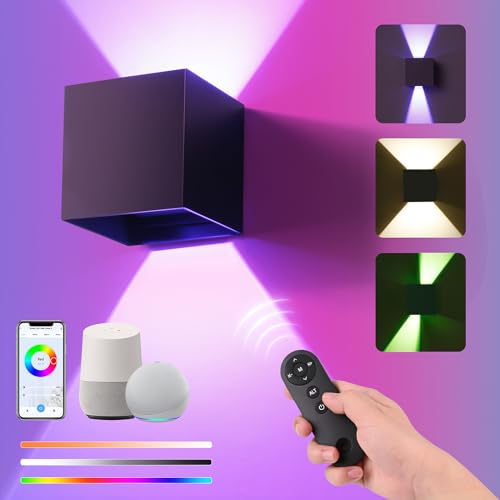 Comius Sharp Smart WiFi LED Wandlampe Innen/Außen mit Alexa/Google Home,Steuerbar per App/Sprachsteuerung/Fernbedienung,Einstellbarer Abstrahlwinkel Wandleuchte Perfekt für WohnzimmerTreppeGarten (1) von Comius Sharp
