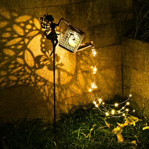 Comius Sharp Solar Gießkanne mit Lichterkette, Wasserdicht Außen Gießkannenlicht Lichter mit Schäferhaken, LED Lichterkette Wasserdicht Gartendeko Solarlampen für Garten, Hof, Balkon, Landschaft von Comius Sharp