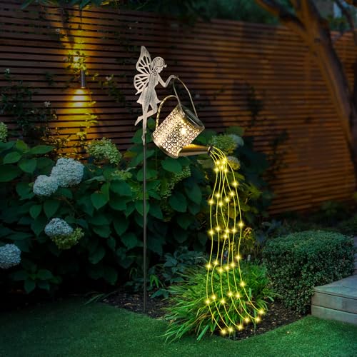 Gießkannenlicht Lichter mit Schäferhaken, LED Solar Gießkanne Lichterkette Aussen, Solarlampen für Außen Garten Wasserdicht, Vintage Lichterkette für Hofweg Balkon Terrasse Garten Deko（Warmes Licht） von Comius Sharp