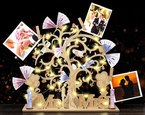 LED Geldgeschenke Verpackung,Geldgeschenk Hochzeit,Personalisierte Geldgeschenke Geburtstag aus Holz,Lebensbaum Wunscherfüller Geldgeschenk, Geldbaum Geldgeschenke Geburtstag für Männer Frauen(2) von Comius Sharp