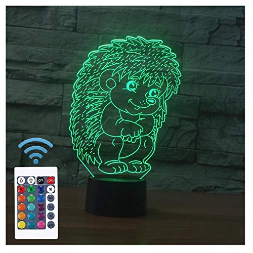 Comiwe Igel 3D Illusion Nachtlicht Spielzeug,Dekoration LED Nachttischlampe 16 Farben Ändern mit Fernbedienung,Weihnachten Deko Lampe Geburtstagsgeschenk Für Mädchen Jungen Kinder und Freunde von Comiwe