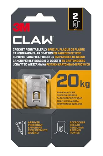 3M CLAW 20 kg Gipskartonplattenhaken, 3PH20-2WMR, 2 Haken von 3M CLAW