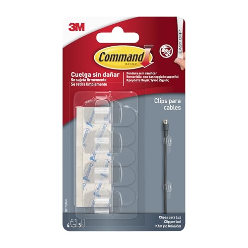 Command 17017CLR Kabelclips, rund, transparent, farblos, klein von Command