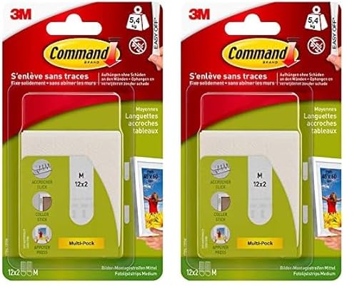 Command 17201-4PK Mittelgroße Bilder-Montage Strips M, Weiß (Packung mit 2) von Command