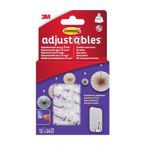 Command 17830CLR-12 verstellbare Haken (12 Haken + 24 Laschen/Box) von 3M