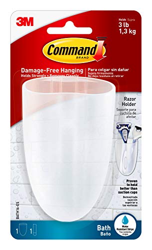 Command BATH16-ES Badezimmer-Zahnbürsten Rasierer-Halter, Deckweiß, 0 von Command