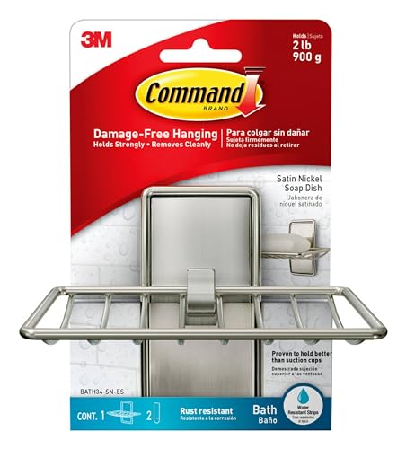 Command BATH34-SN-ES Soap Dish, Satin Nickel, 1-Soap Dish, 2-Medium Water-Resistant Strips by Command von Command