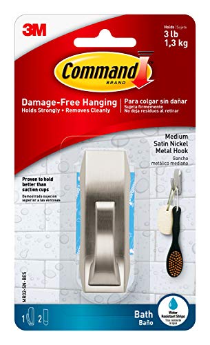 Command Bath MR02-SN-B Moderne Reflections Metallhaken aus satiniertem Nickel von Command