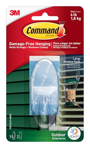 Command Command-17093CLR-AWES 17093CLR-AW-E Fenster, groß, 1 Haken (17093CLR-AWES), 0, transparent von Command