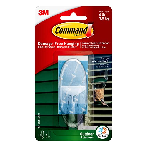Command Command-17093CLR-AWES 17093CLR-AW-E Fenster, groß, 1 Haken (17093CLR-AWES), 0, transparent von Command