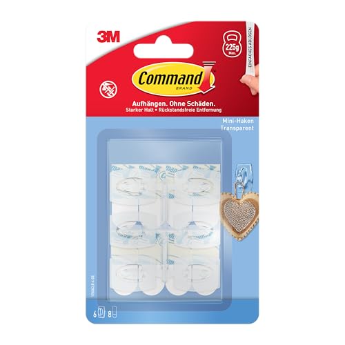 Command Dekorationsclips, Packung mit 6 Minihaken und 8 Kleinen Klebestreifen, Transparent - Für Dekoration und Lichterkette ohne Löcher und Bohren Command Dekorationsclips, Packung mit 6 Minihaken und 8 Kleinen Klebestreifen, Transparent - Für Dekoration und Lichterkette ohne Löcher und Bohren von Command