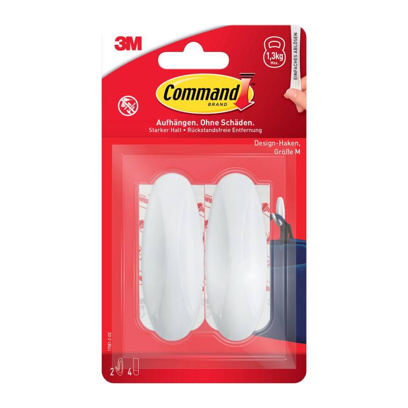 Command Designer-Haken-Set Mittelgroß Weiß 6 Stück von Command