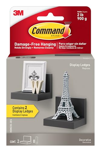 Command HOM23S-2ES Display Ledges, Schiefer, 2 Seiten, 8 mittelgroße Schaumstoffstreifen, HOM23S-2ES von Command