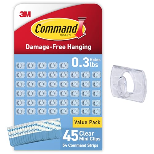 Command Klare Mini-Lichtklammern, 45 Clips, 54 Streifen – leicht zu öffnen Verpackung, verzieren Sie beschädigungsfrei von Command