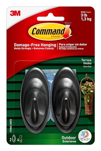 Command Outdoor Terrace Hook, Medium, Slate, 2-Hooks (17086S-AWES) by Command von Command