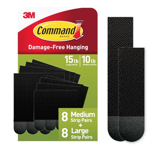 Command PH209BLK-16NA PH203-18NA Hängestreifen, Schwarz, Größe M und L von Command
