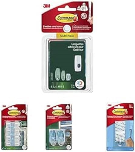 Command Strips Weihnachts-Multipack, 8 Outdoor Deko-Clips, 2 ovale Haken für den Außenbereich, 1 grosser Haken für den Innenbereich, dazu 16 Stück Nachfüllstreifen in verschiedenen Größen von Command