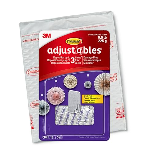 Command Verstellbare, repositionierbare 0,2 kg Clips, 16 Clips, 36 Streifen von Command