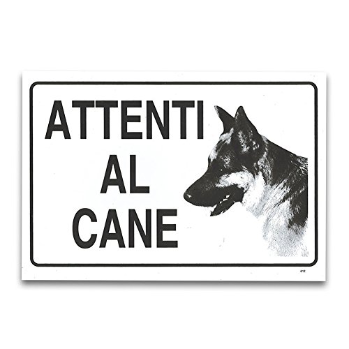 Warnschild mit Aufschrift „Attenti al cane“ (Italienisch) - 30cm x 20cm von CommercioEuropa