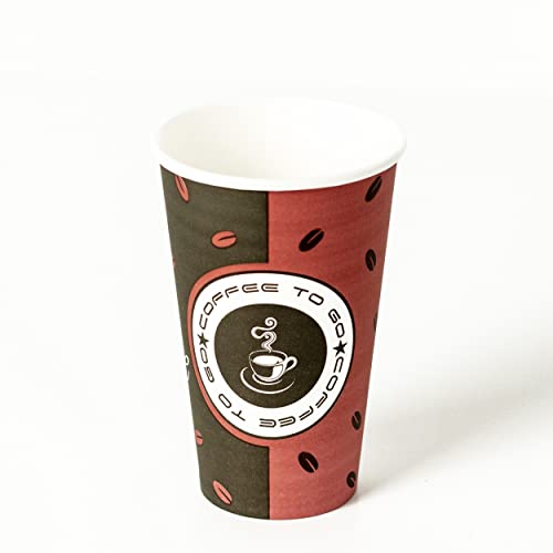 1000 Stk. 16oz Ø90mm/480ml Kaffeebecher to go Einweg | Pappbecher Cups Coffee to Go Becher | Kaffee to+go Papierbecher Hartpapier Einwegbecher | Becher für Kafee/Tee (1000, 16oz_Ø90mm/480ml) von Commerline