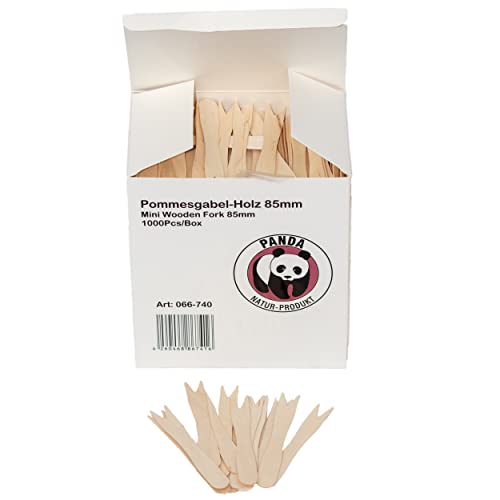 Commerline 5000 Stück Holz Pommesgabeln 85 mm Pommespieker | Pommesgabel Holzbesteck Einweg Pommes Gabeln | Einwegbesteck Einweggabel Holzlgabeln Besteck (5000) von Commerline